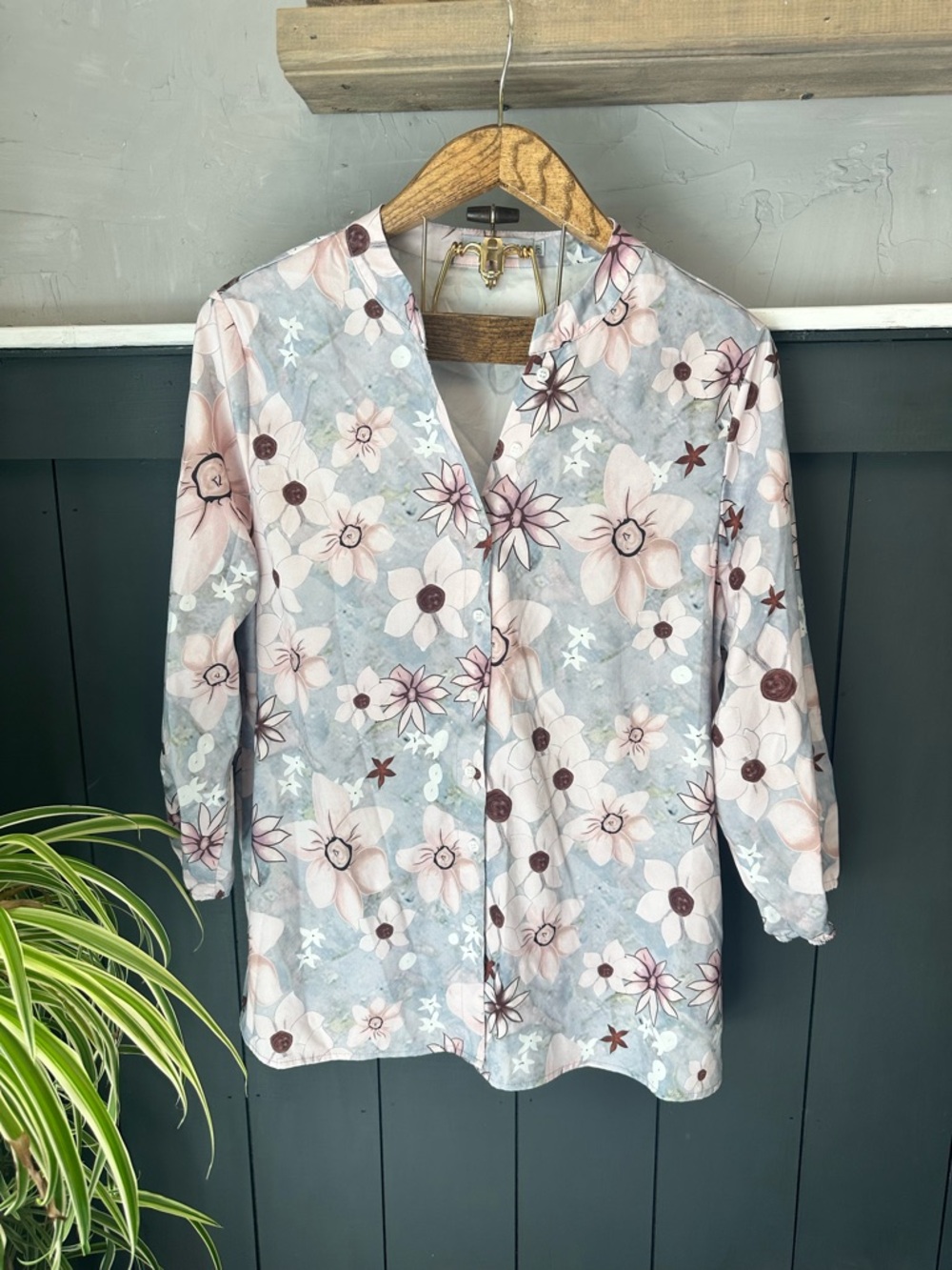 MISSLOOK Plus Size Pastel Floral Top in‎ Light Blue & Blush size 3X